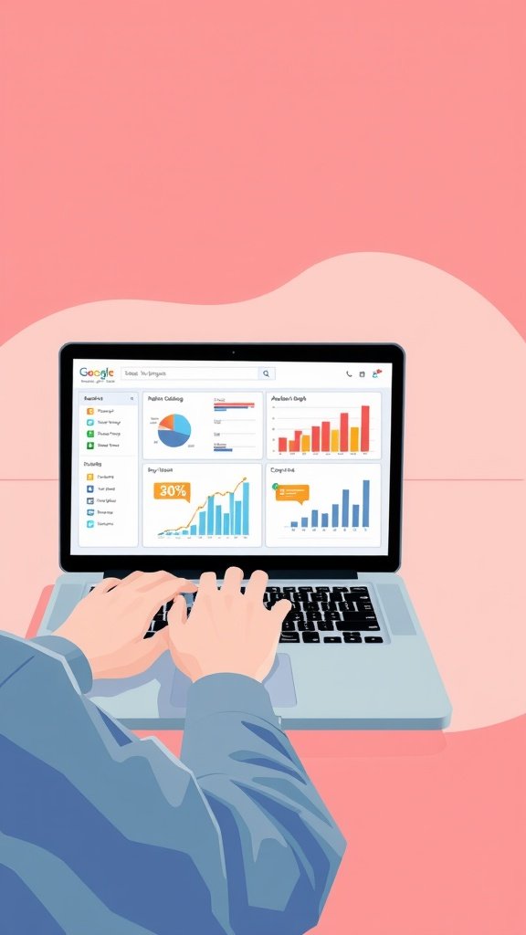 A person analyzing data on a laptop with various charts and graphs displayed on the screen, emphasizing the importance of keyword research in SEO.