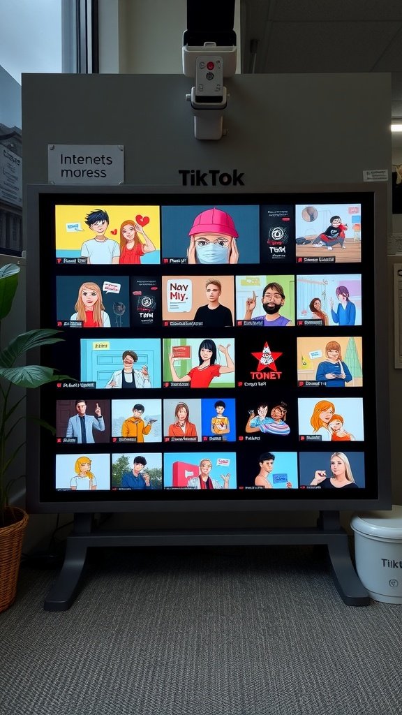 A display featuring various TikTok creators, each representing different niches.