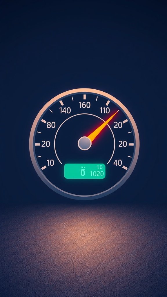 A speedometer indicating performance levels