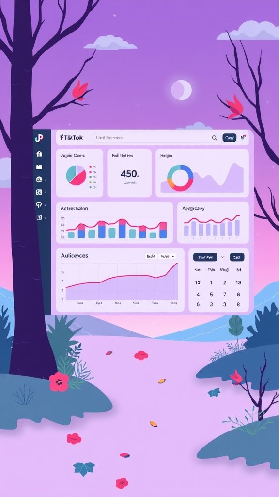 A colorful representation of TikTok analytics, displaying audience growth and engagement metrics.