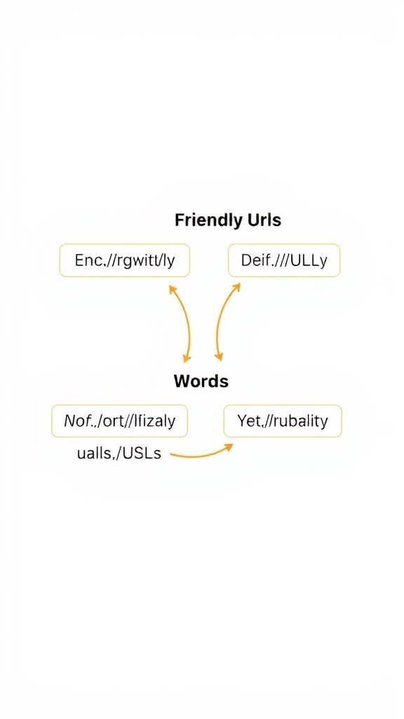 Diagram showing the concept of friendly URLs with examples.